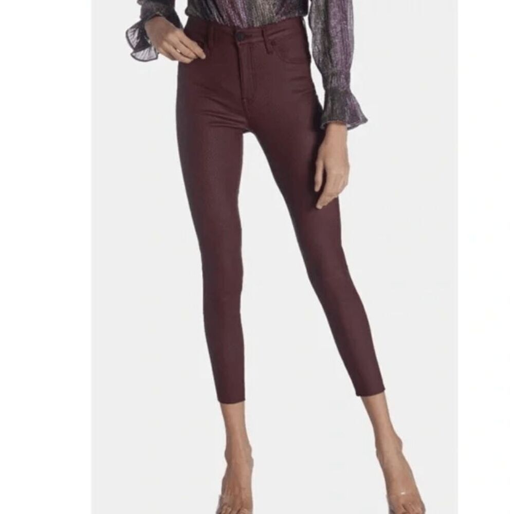NWT‎ KUT from the Kloth Connie High Rise Fab Ab Ankle Skiny Jeans Coated Wine 8